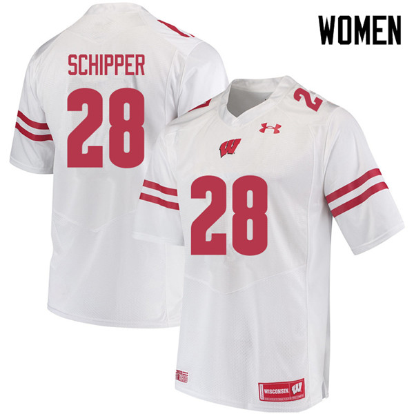 Wisconsin Badgers Women's #28 Brady Schipper NCAA Under Armour Authentic White College Stitched Football Jersey DE40B31QU